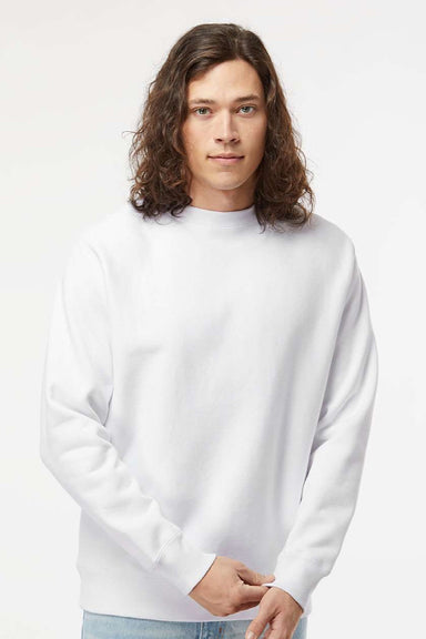 Independent Trading Company IND5000C Mens Legend Crewneck Sweatshirt White Model Front