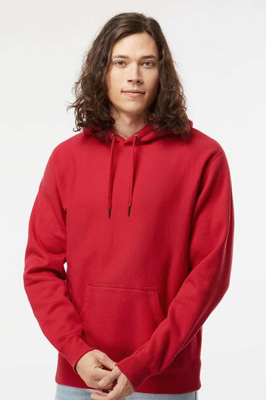 Independent Trading Company IND5000P Mens Legend Hooded Sweatshirt Hoodie w/ Pouch Pocket Red Model Front