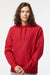 Independent Trading Company IND5000P Mens Legend Hooded Sweatshirt Hoodie w/ Pouch Pocket Red Model Front