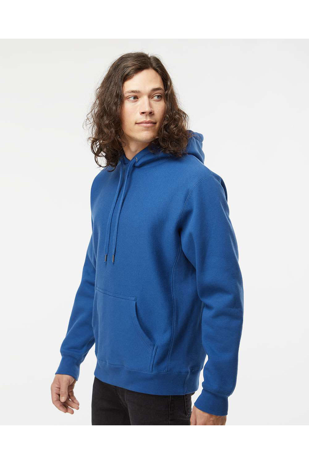 Independent Trading Co. IND5000P Mens Legend Hooded Sweatshirt Hoodie Royal Blue Model Side