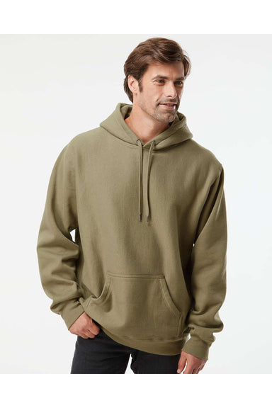 Independent Trading Co. IND5000P Mens Legend Hooded Sweatshirt Hoodie Olive Green Model Front