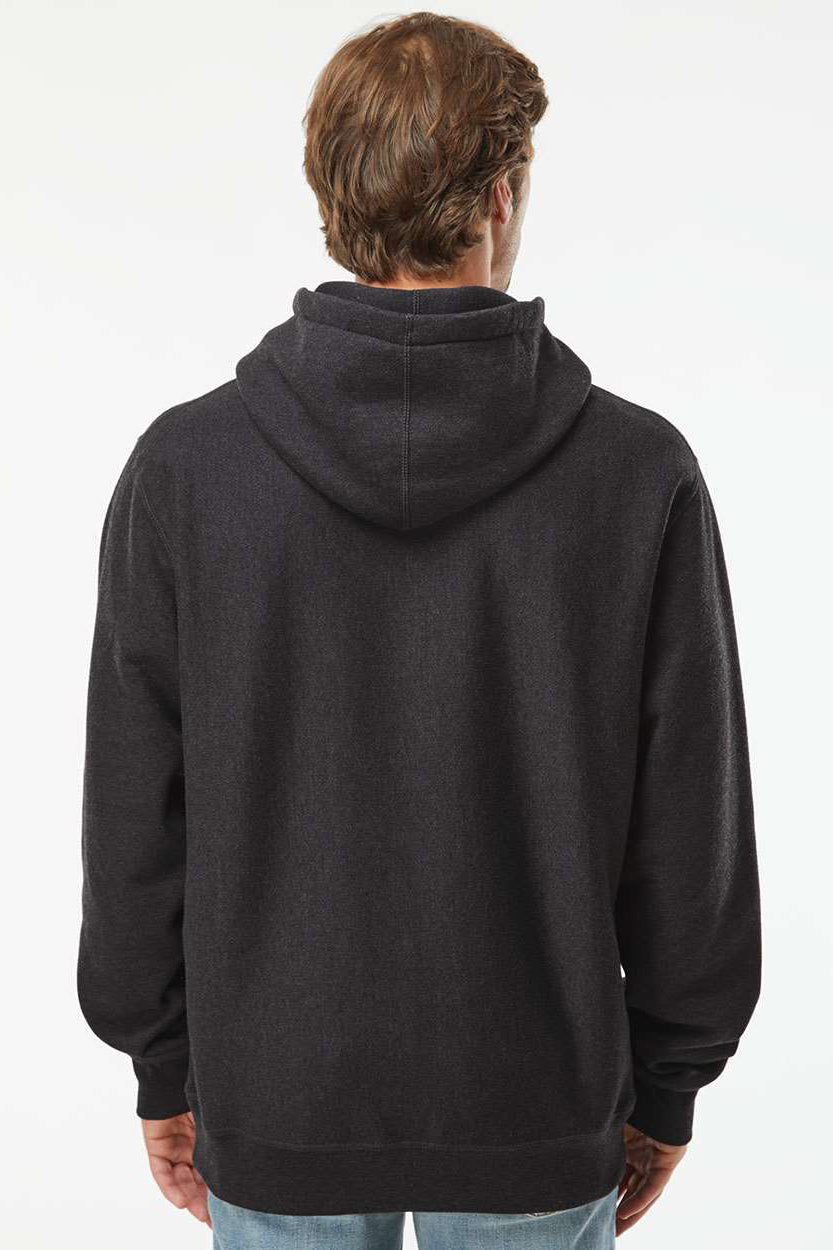 Independent Trading Company IND5000P Mens Legend Hooded Sweatshirt Hoodie w/ Pouch Pocket Heather Charcoal Grey Model Back