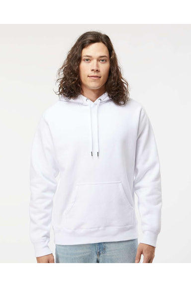 Independent Trading Co. IND5000P Mens Legend Hooded Sweatshirt Hoodie White Model Front