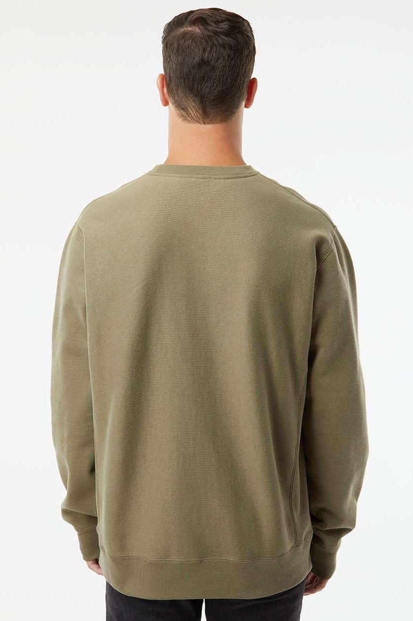 Independent Trading Company IND5000C Mens Legend Crewneck Sweatshirt Olive Green Model Back