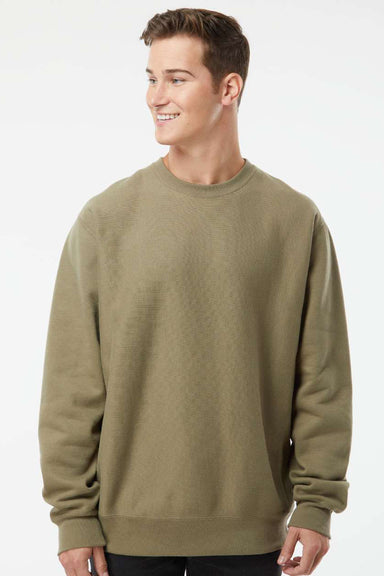 Independent Trading Company IND5000C Mens Legend Crewneck Sweatshirt Olive Green Model Front