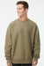 Independent Trading Company IND5000C Mens Legend Crewneck Sweatshirt Olive Green Model Front