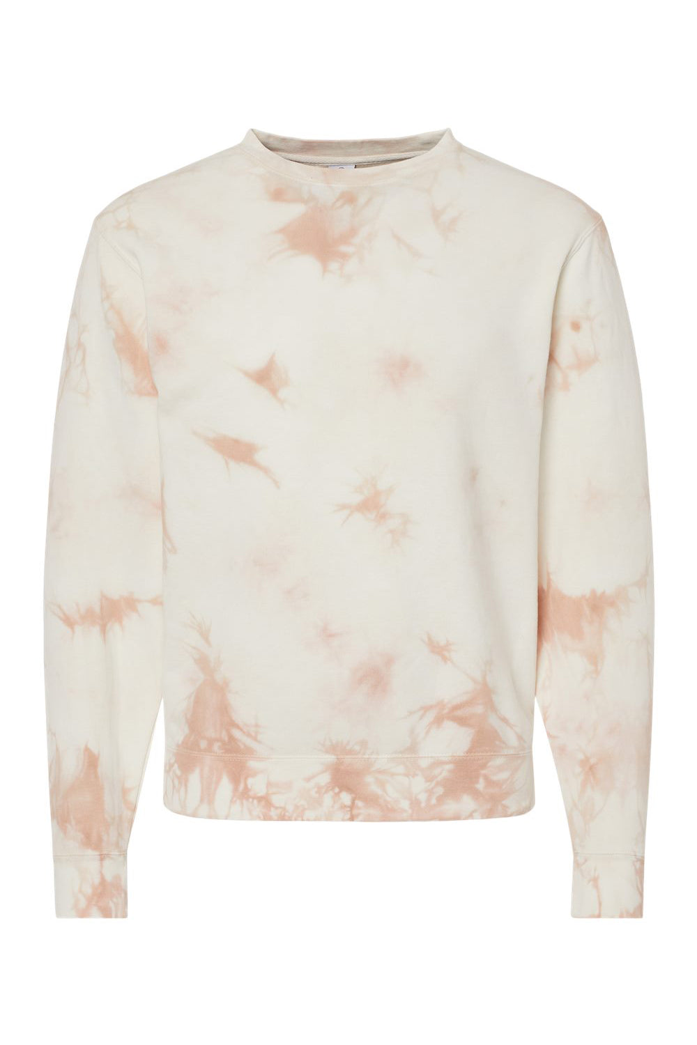 Independent Trading Company PRM3500TD Mens Tie-Dye Crewneck Sweatshirt Dusty Pink Flat Front