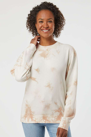 Independent Trading Company PRM3500TD Mens Tie-Dye Crewneck Sweatshirt Dusty Pink Model Front