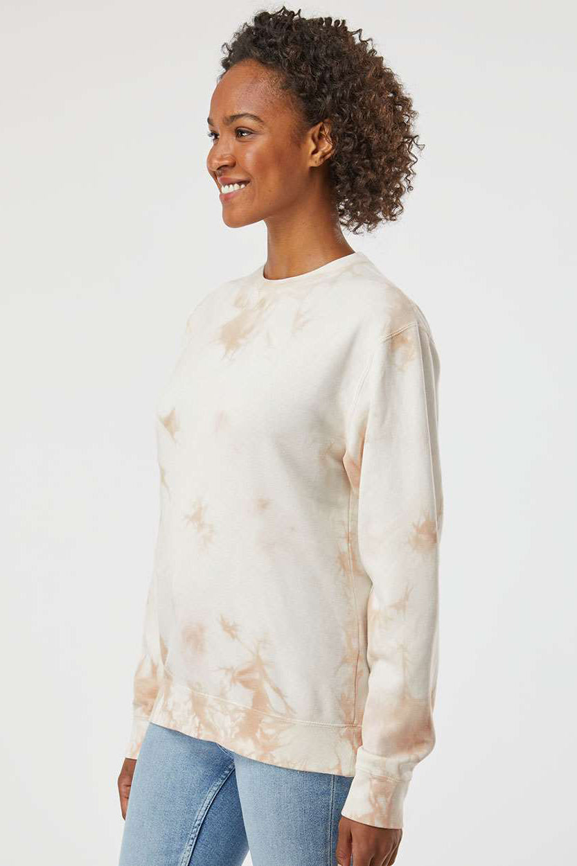 Independent Trading Company PRM3500TD Mens Tie-Dye Crewneck Sweatshirt Dusty Pink Model Side