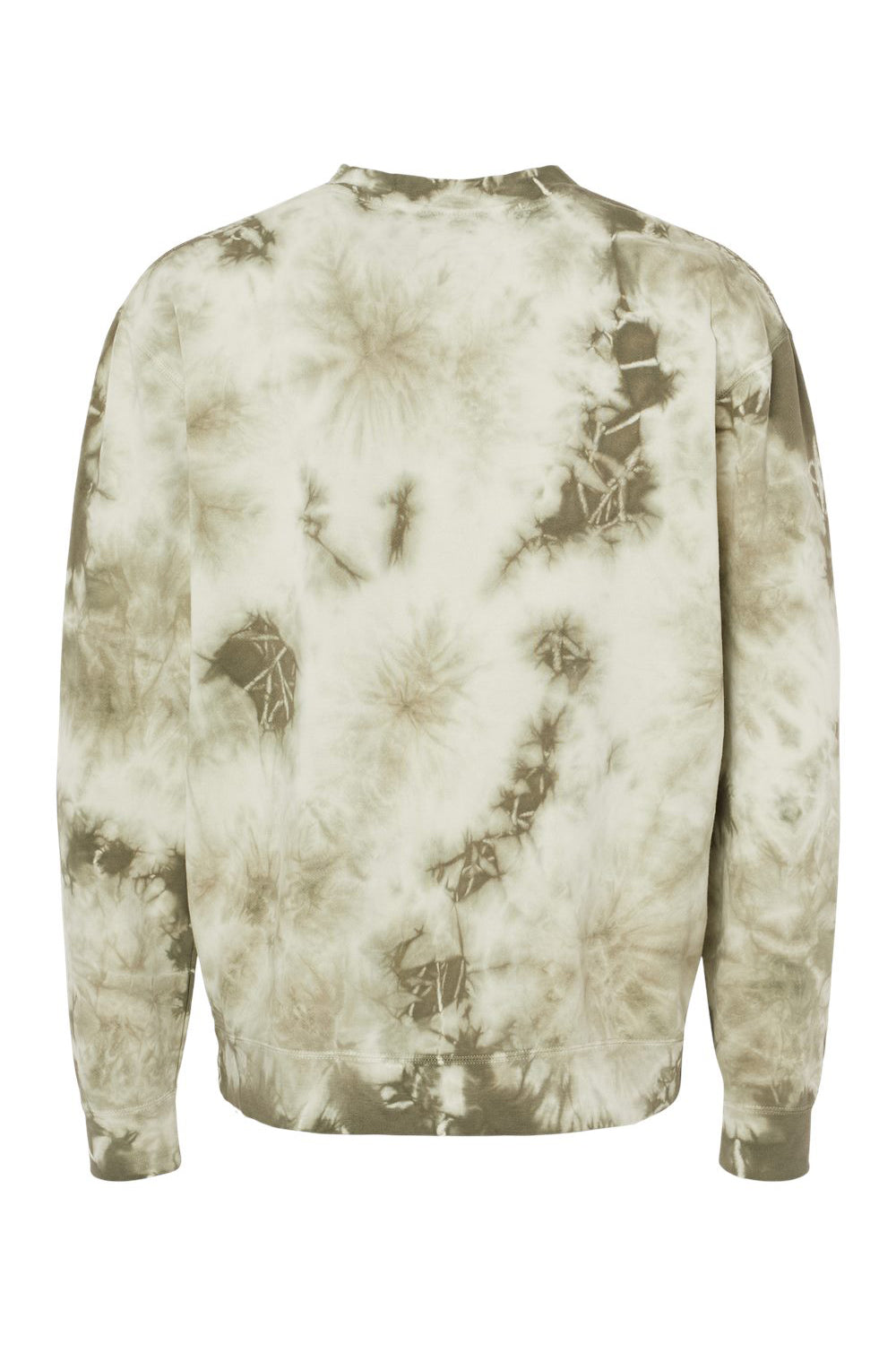 Independent Trading Company PRM3500TD Mens Tie-Dye Crewneck Sweatshirt Olive Green Flat Back
