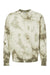Independent Trading Company PRM3500TD Mens Tie-Dye Crewneck Sweatshirt Olive Green Flat Front