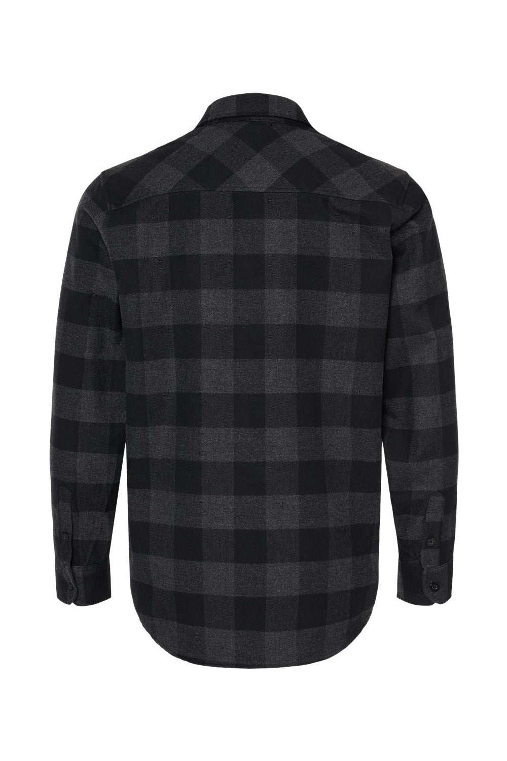 Independent Trading Co. EXP50F Mens Long Sleeve Button Down Flannel Shirt w/ Double Pockets Heather Charcoal Grey/Black Flat Back