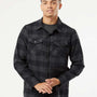 Independent Trading Co. Mens Long Sleeve Button Down Flannel Shirt w/ Double Pockets - Heather Charcoal Grey/Black - NEW