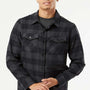 Independent Trading Company Mens Long Sleeve Button Down Flannel Shirt w/ Double Pockets - Heather Charcoal Grey/Black