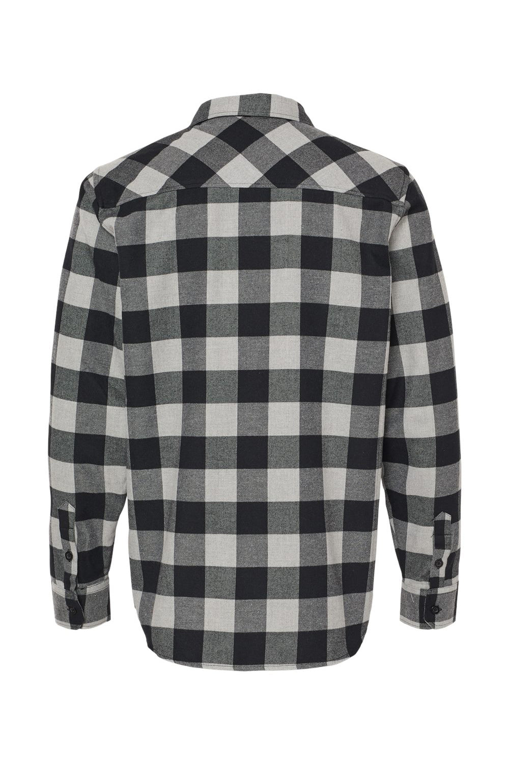 Independent Trading Company EXP50F Mens Long Sleeve Button Down Flannel Shirt w/ Double Pockets Heather Grey/Black Flat Back