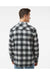 Independent Trading Co. EXP50F Mens Long Sleeve Button Down Flannel Shirt w/ Double Pockets Heather Grey/Black Model Back