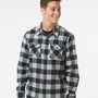 Independent Trading Co. Mens Long Sleeve Button Down Flannel Shirt w/ Double Pockets - Heather Grey/Black - NEW