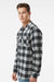 Independent Trading Company EXP50F Mens Long Sleeve Button Down Flannel Shirt w/ Double Pockets Heather Grey/Black Model Side