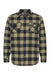 Independent Trading Co. EXP50F Mens Long Sleeve Button Down Flannel Shirt w/ Double Pockets Olive Green/Black Flat Front