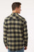 Independent Trading Company EXP50F Mens Long Sleeve Button Down Flannel Shirt w/ Double Pockets Olive Green/Black Model Back