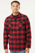 Independent Trading Company EXP50F Mens Long Sleeve Button Down Flannel Shirt w/ Double Pockets Red/Black Model Front