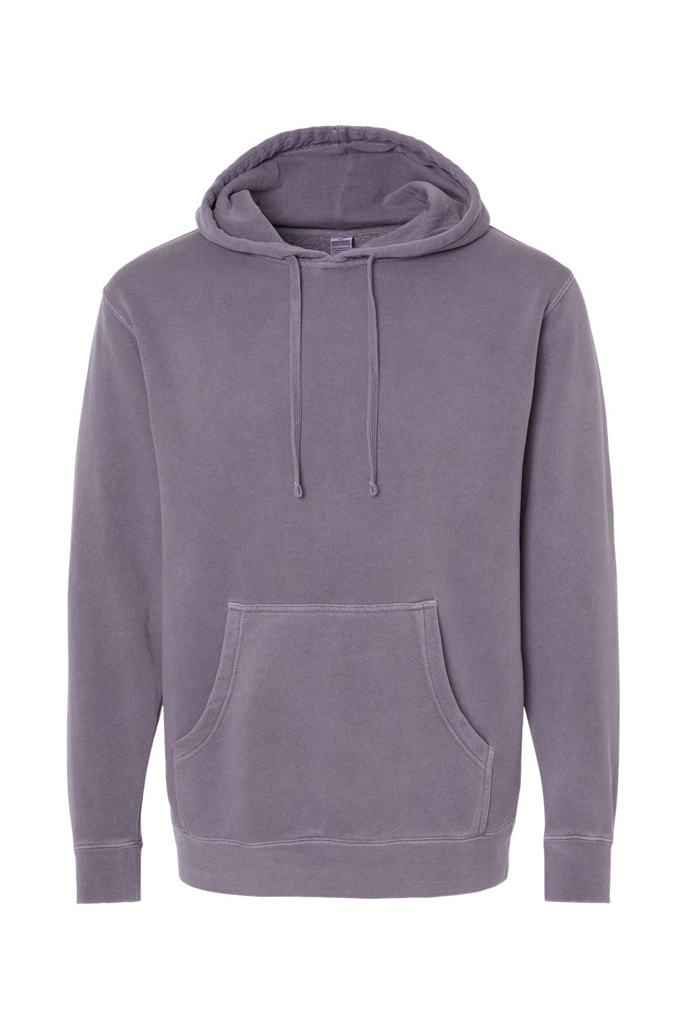 Independent Trading Company PRM4500 Mens Pigment Dyed Hooded Sweatshirt Hoodie w/ Pouch Pocket Plum Purple Flat Front