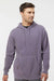 Independent Trading Company PRM4500 Mens Pigment Dyed Hooded Sweatshirt Hoodie w/ Pouch Pocket Plum Purple Model Front