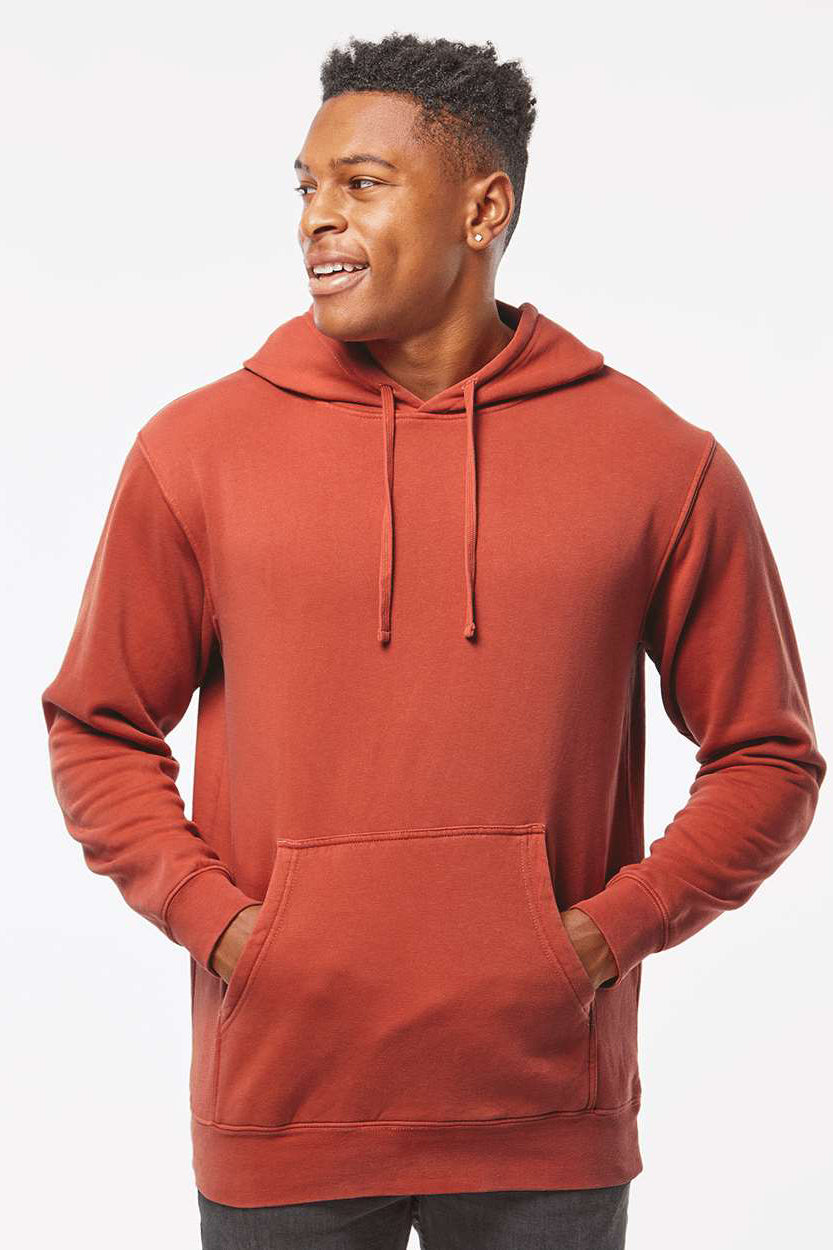 Independent Trading Company PRM4500 Mens Pigment Dyed Hooded Sweatshirt Hoodie w/ Pouch Pocket Amber Model Front