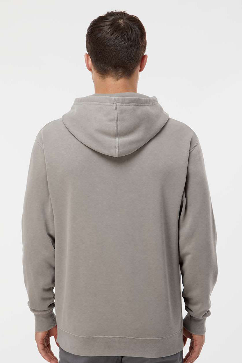 Independent Trading Company PRM4500 Mens Pigment Dyed Hooded Sweatshirt Hoodie w/ Pouch Pocket Cement Grey Model Back
