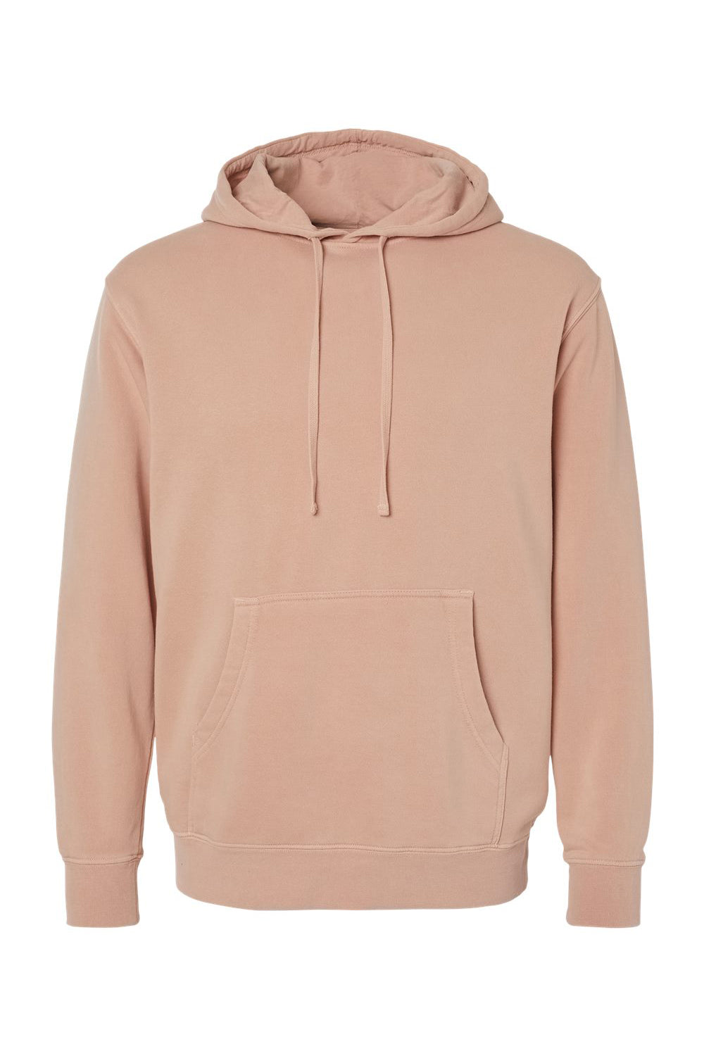 Independent Trading Company PRM4500 Mens Pigment Dyed Hooded Sweatshirt Hoodie w/ Pouch Pocket Dusty Pink Flat Front