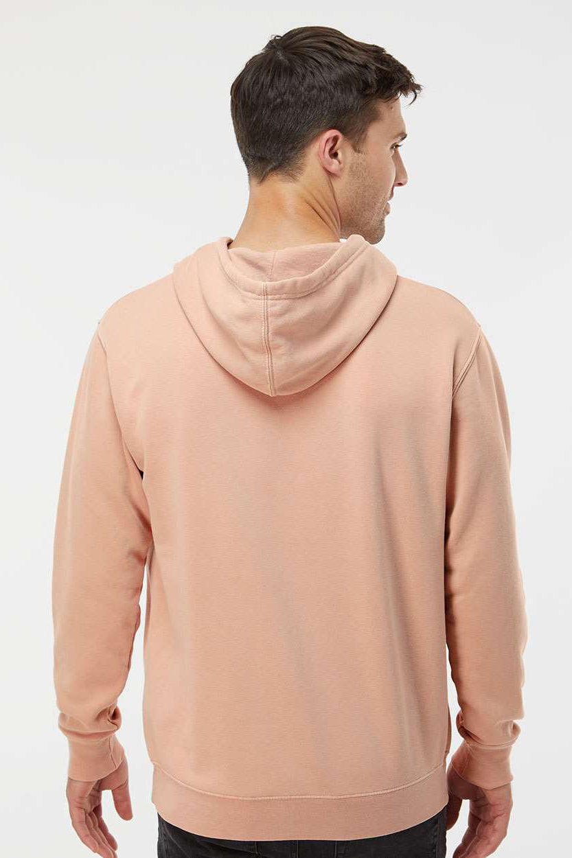 Independent Trading Company PRM4500 Mens Pigment Dyed Hooded Sweatshirt Hoodie w/ Pouch Pocket Dusty Pink Model Back
