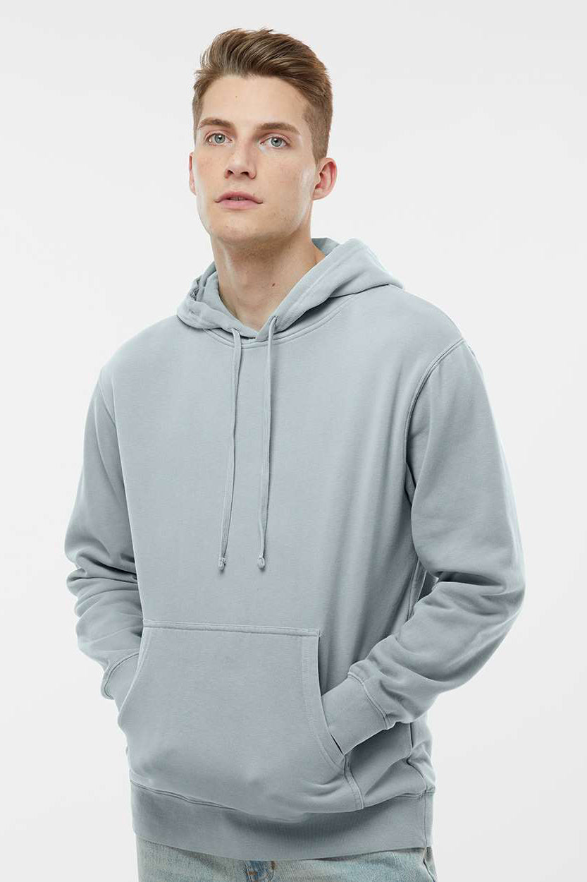 Independent Trading Company PRM4500 Mens Pigment Dyed Hooded Sweatshirt Hoodie w/ Pouch Pocket Sage Green Model Front