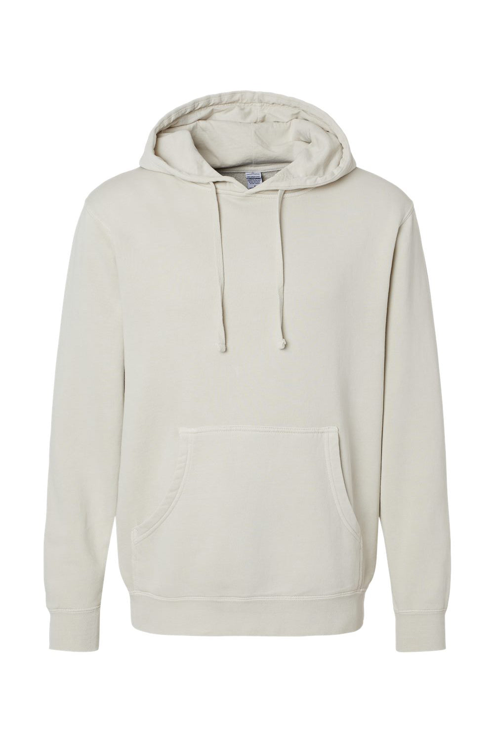 Independent Trading Company PRM4500 Mens Pigment Dyed Hooded Sweatshirt Hoodie w/ Pouch Pocket Ivory Flat Front