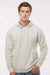 Independent Trading Company PRM4500 Mens Pigment Dyed Hooded Sweatshirt Hoodie w/ Pouch Pocket Ivory Model Front
