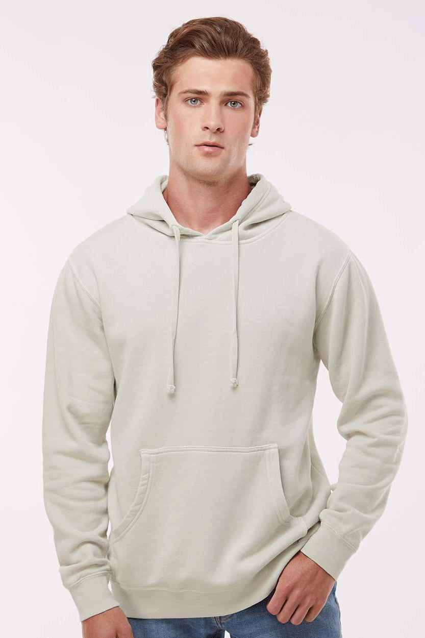 Independent Trading Company PRM4500 Mens Pigment Dyed Hooded Sweatshirt Hoodie w/ Pouch Pocket Ivory Model Front