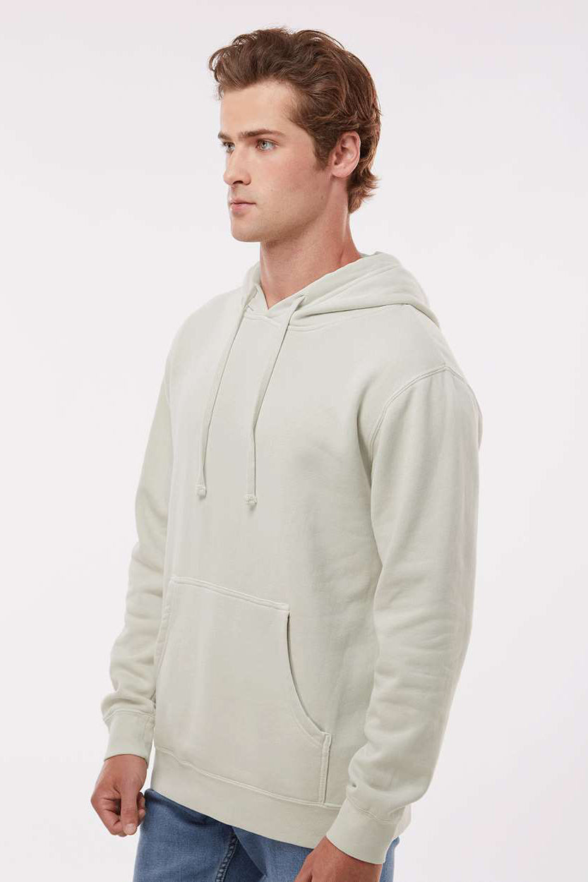 Independent Trading Company PRM4500 Mens Pigment Dyed Hooded Sweatshirt Hoodie w/ Pouch Pocket Ivory Model Side