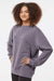 Independent Trading Company PRM3500 Mens Pigment Dyed Crewneck Sweatshirt Plum Purple Model Side
