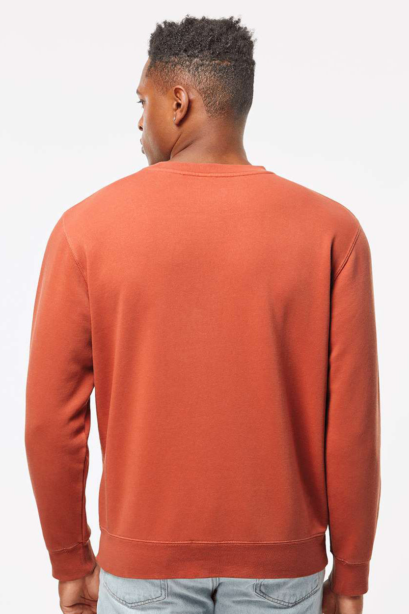 Independent Trading Company PRM3500 Mens Pigment Dyed Crewneck Sweatshirt Amber Model Back