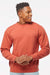 Independent Trading Company PRM3500 Mens Pigment Dyed Crewneck Sweatshirt Amber Model Front