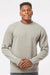 Independent Trading Company PRM3500 Mens Pigment Dyed Crewneck Sweatshirt Cement Grey Model Front