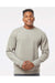 Independent Trading Co. PRM3500 Mens Pigment Dyed Crewneck Sweatshirt Cement Grey Model Front