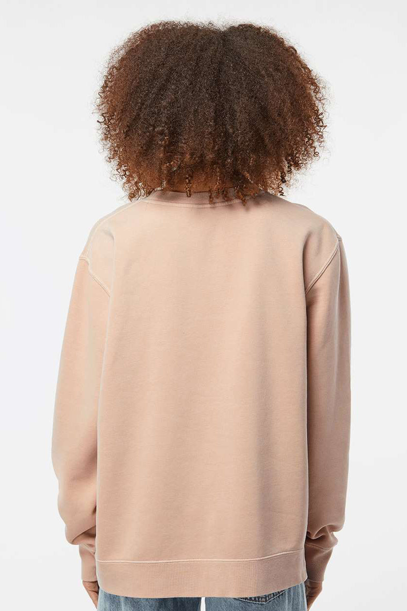 Independent Trading Company PRM3500 Mens Pigment Dyed Crewneck Sweatshirt Dusty Pink Model Back