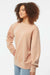 Independent Trading Company PRM3500 Mens Pigment Dyed Crewneck Sweatshirt Dusty Pink Model Side