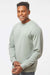 Independent Trading Company PRM3500 Mens Pigment Dyed Crewneck Sweatshirt Sage Green Model Side
