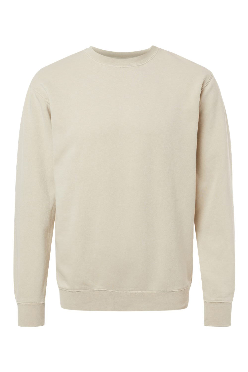 Independent Trading Company PRM3500 Mens Pigment Dyed Crewneck Sweatshirt Ivory Flat Front