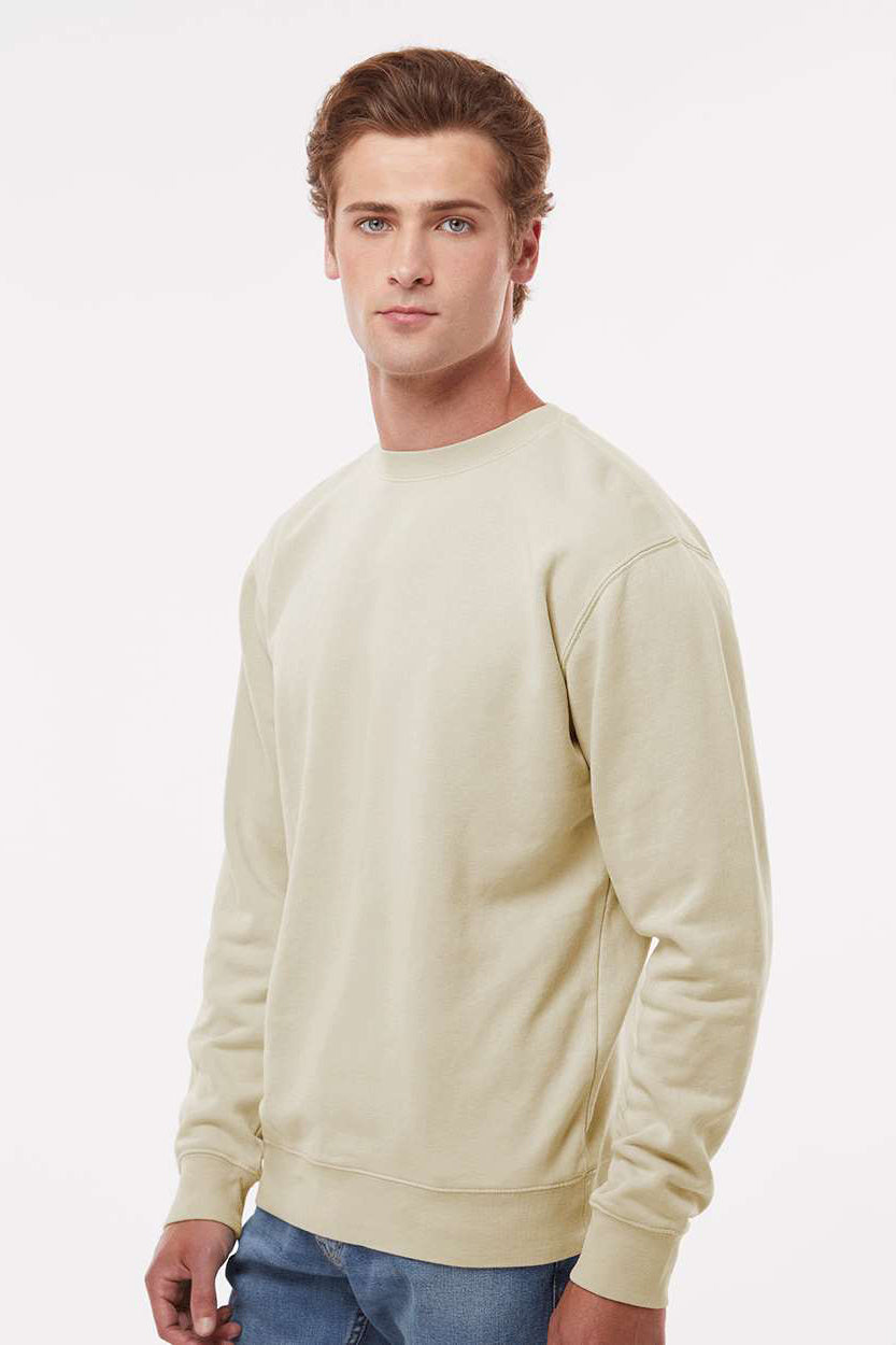 Independent Trading Company PRM3500 Mens Pigment Dyed Crewneck Sweatshirt Ivory Model Side