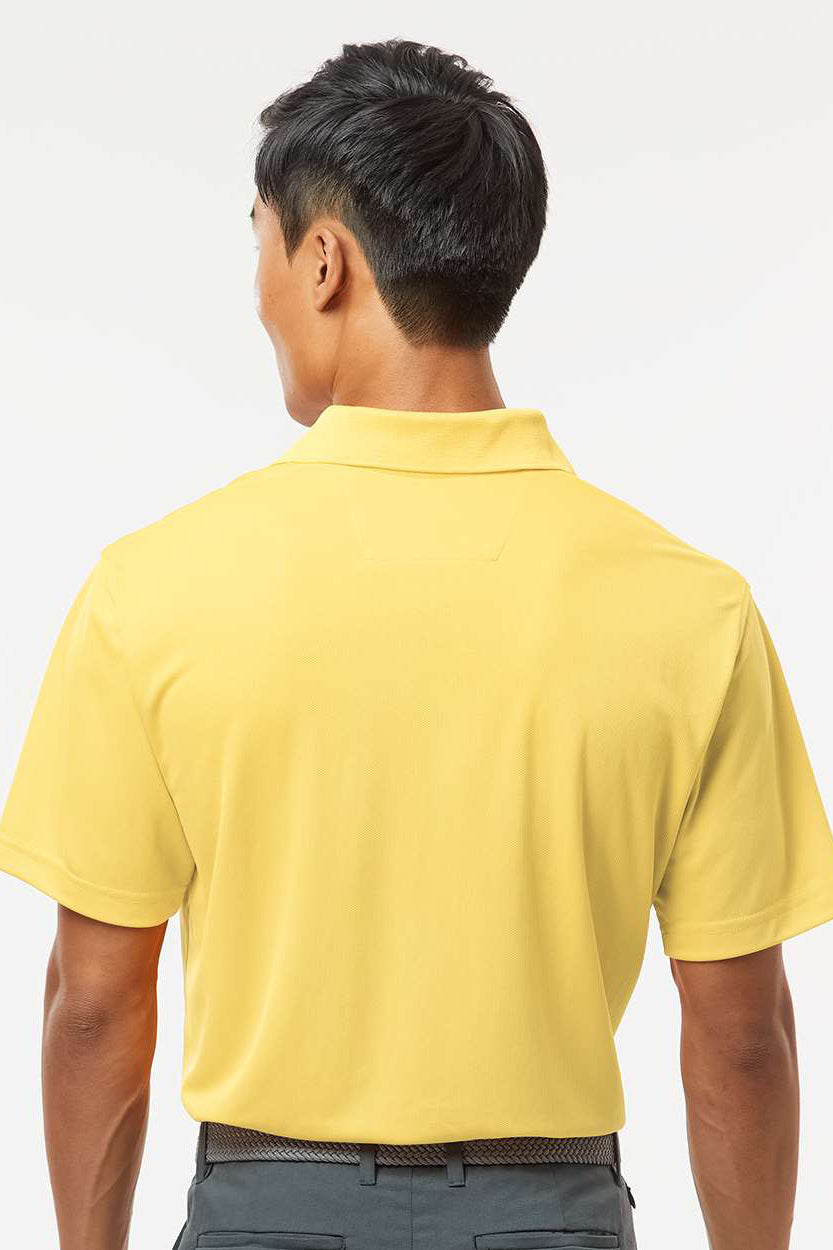 Paragon 100 Mens Saratoga Performance Moisture Wicking Mini Mesh Short Sleeve Polo Shirt Butter Yellow Model Back