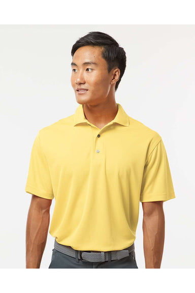 Paragon 100 Mens Saratoga Performance Mini Mesh Short Sleeve Polo Shirt Butter Yellow Model Front