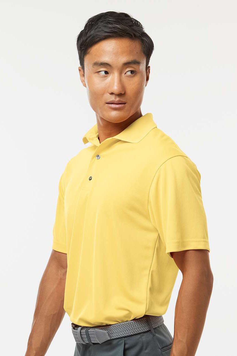 Paragon 100 Mens Saratoga Performance Moisture Wicking Mini Mesh Short Sleeve Polo Shirt Butter Yellow Model Side