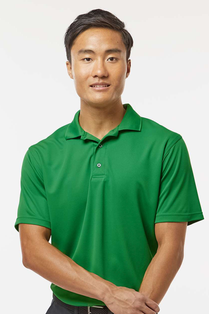 Paragon 100 Mens Saratoga Performance Moisture Wicking Mini Mesh Short Sleeve Polo Shirt Kelly Green Model Front